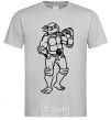 Men's T-Shirt Michelangelo with pizza grey фото