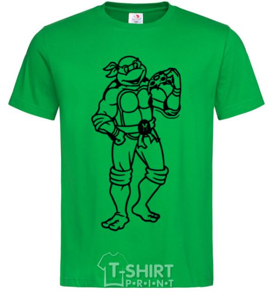 Мужская футболка Микеланджело с пиццей Зеленый фото