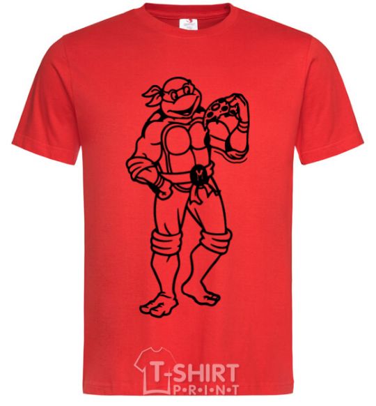 Men's T-Shirt Michelangelo with pizza red фото