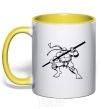 Mug with a colored handle Donatello the turtle yellow фото