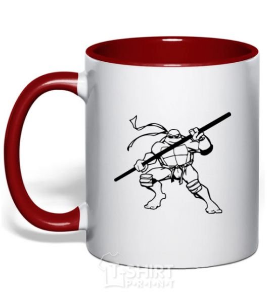 Mug with a colored handle Donatello the turtle red фото