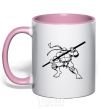 Mug with a colored handle Donatello the turtle light-pink фото