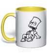 Mug with a colored handle Bart laughs yellow фото