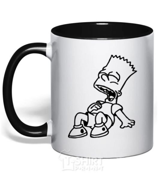 Mug with a colored handle Bart laughs black фото