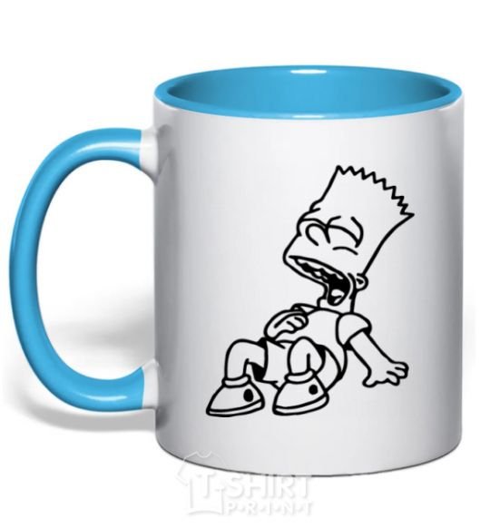 Mug with a colored handle Bart laughs sky-blue фото