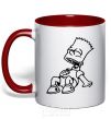 Mug with a colored handle Bart laughs red фото