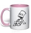 Mug with a colored handle Bart laughs light-pink фото