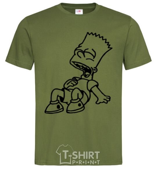Мужская футболка Барт смеется Оливковый фото