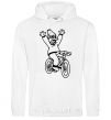 Men`s hoodie Grandpa Simpson on his bike White фото