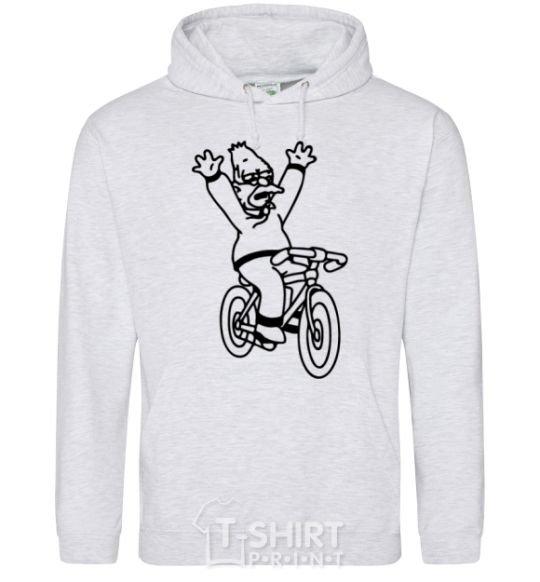 Men`s hoodie Grandpa Simpson on his bike sport-grey фото