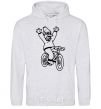 Men`s hoodie Grandpa Simpson on his bike sport-grey фото