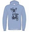 Men`s hoodie Grandpa Simpson on his bike sky-blue фото