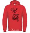 Men`s hoodie Grandpa Simpson on his bike bright-red фото