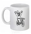 Ceramic mug Grandpa Simpson on his bike White фото