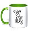 Mug with a colored handle Grandpa Simpson on his bike kelly-green фото