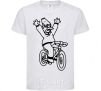 Kids T-shirt Grandpa Simpson on his bike White фото