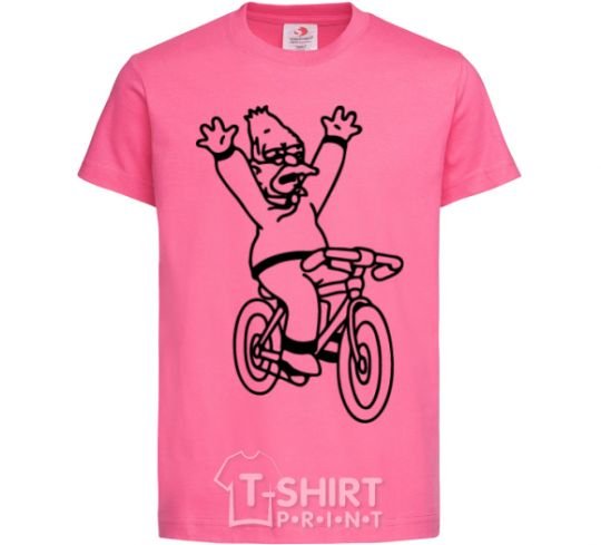 Kids T-shirt Grandpa Simpson on his bike heliconia фото