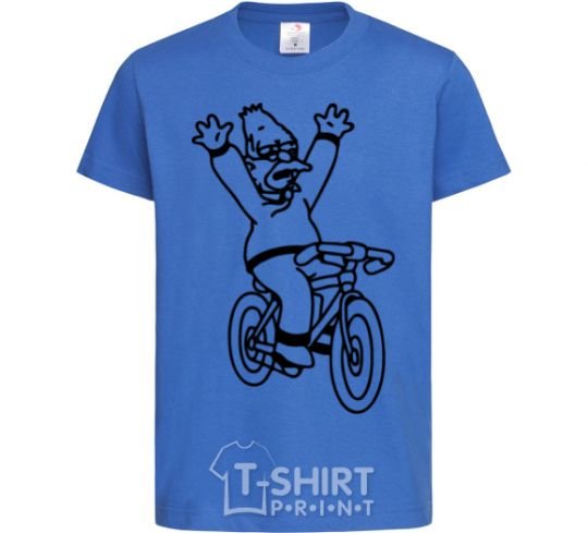 Kids T-shirt Grandpa Simpson on his bike royal-blue фото