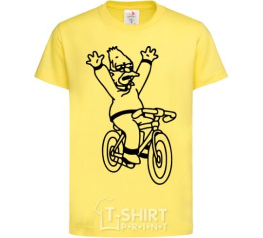 Kids T-shirt Grandpa Simpson on his bike cornsilk фото