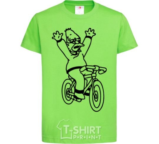 Kids T-shirt Grandpa Simpson on his bike orchid-green фото