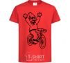 Kids T-shirt Grandpa Simpson on his bike red фото