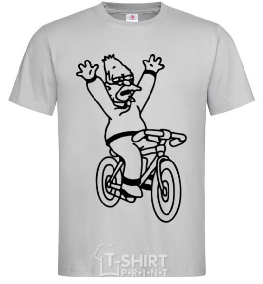 Men's T-Shirt Grandpa Simpson on his bike grey фото