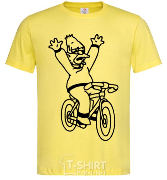 Men's T-Shirt Grandpa Simpson on his bike cornsilk фото