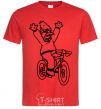 Men's T-Shirt Grandpa Simpson on his bike red фото