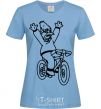 Women's T-shirt Grandpa Simpson on his bike sky-blue фото