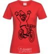Women's T-shirt Grandpa Simpson on his bike red фото