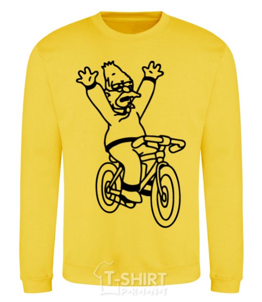 Sweatshirt Grandpa Simpson on his bike yellow фото