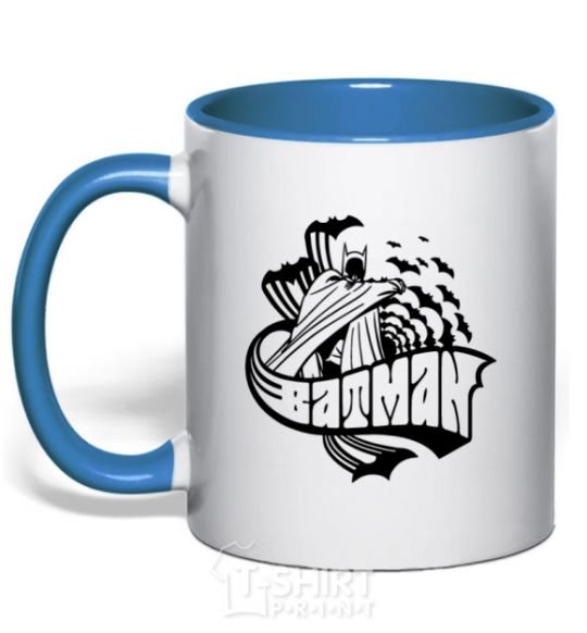 Чашка с цветной ручкой Бетмен и мыши Ярко-синий фото