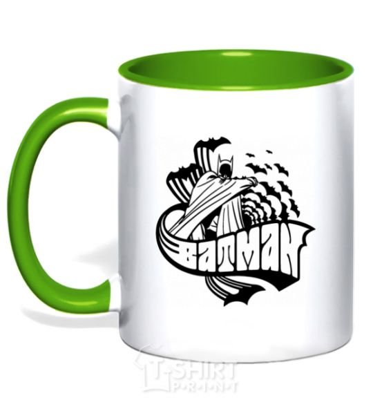 Mug with a colored handle Batman and the mice kelly-green фото