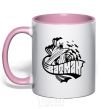 Mug with a colored handle Batman and the mice light-pink фото