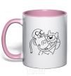 Mug with a colored handle Adventures light-pink фото