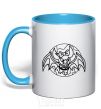 Mug with a colored handle Bat monster sky-blue фото