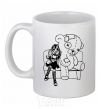 Ceramic mug Draculaura and her teddy bear White фото