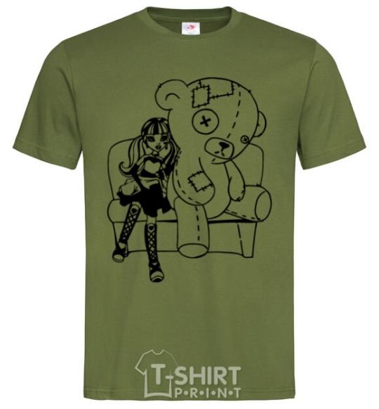 Men's T-Shirt Draculaura and her teddy bear millennial-khaki фото