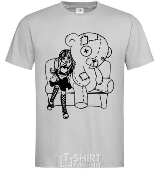 Men's T-Shirt Draculaura and her teddy bear grey фото