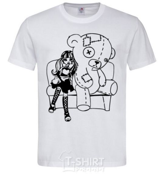 Men's T-Shirt Draculaura and her teddy bear White фото