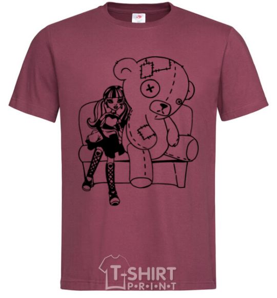 Men's T-Shirt Draculaura and her teddy bear burgundy фото