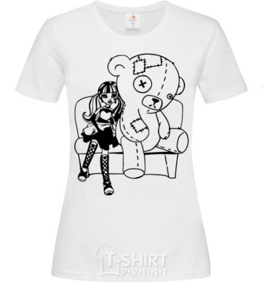Women's T-shirt Draculaura and her teddy bear White фото