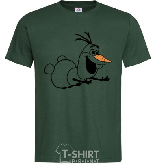 Men's T-Shirt Olaf is flying bottle-green фото