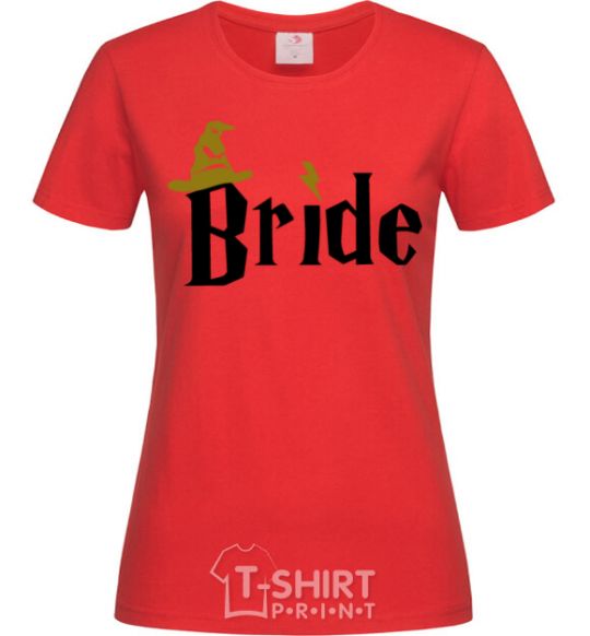 Women's T-shirt Bride hat red фото