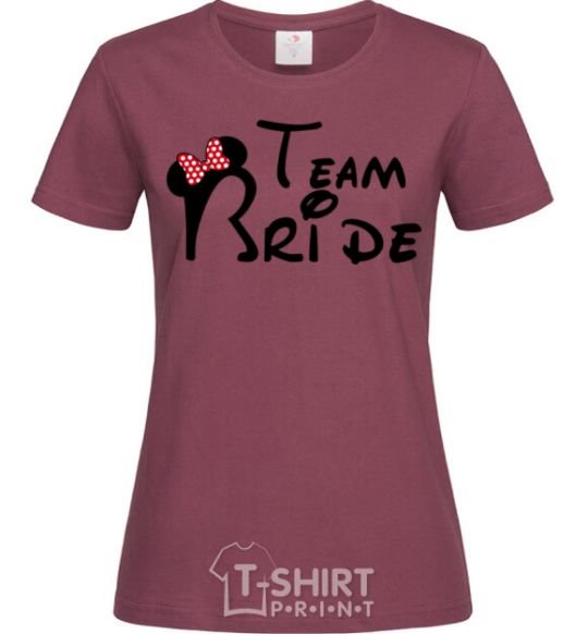 Women's T-shirt Team Bride Mickey burgundy фото