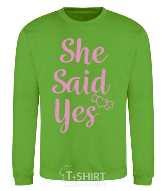 Sweatshirt She said yes pink orchid-green фото