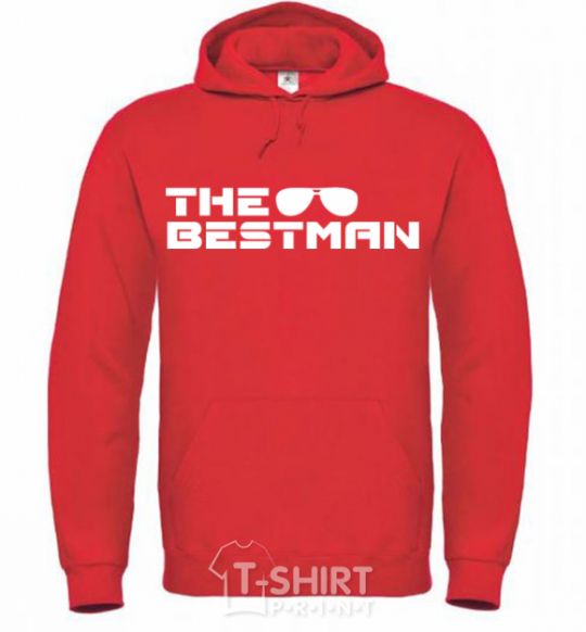 Men`s hoodie The bestman bright-red фото