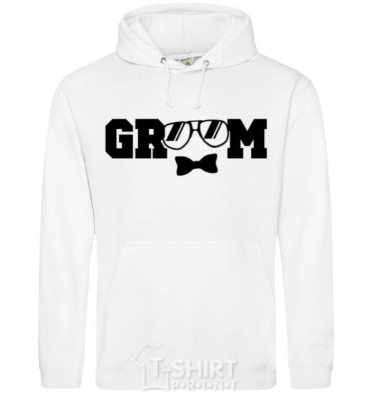 Men`s hoodie Groom glasses White фото