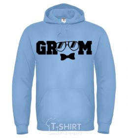 Men`s hoodie Groom glasses sky-blue фото