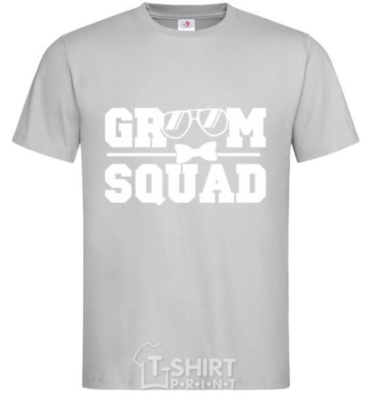 Men's T-Shirt Groom squad glasses grey фото